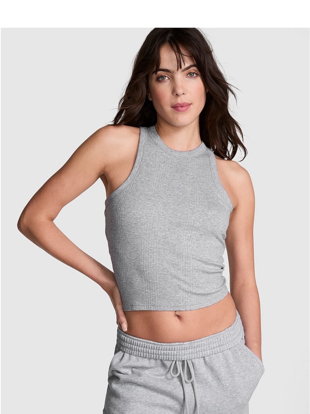 PINK Victoria's Secret Ribbed Tank Trio in Black, White, Light Gray - Picture 5 of 5
